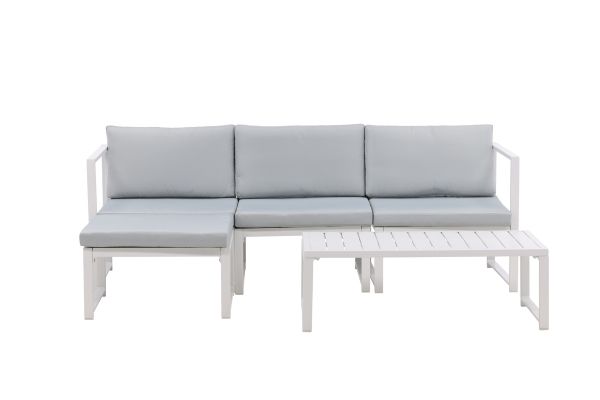 Imagine Salvador sofa set - White Alu / Grey Cushions. 2 corners+ 1 middlepart + 1 ottom