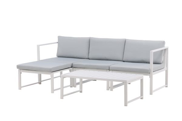 Imagine Salvador sofa set - White Alu / Grey Cushions. 2 corners+ 1 middlepart + 1 ottom