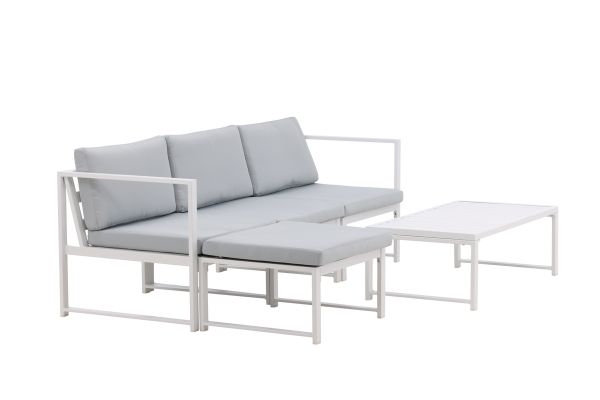 Imagine Salvador sofa set - White Alu / Grey Cushions. 2 corners+ 1 middlepart + 1 ottom