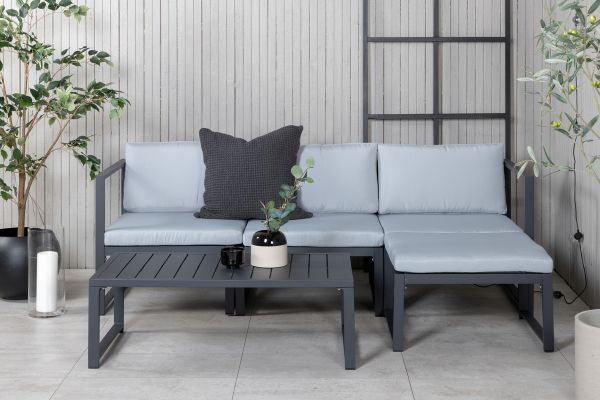 Imagine Salvador sofa set - BLACK Alu / Grey Cushions. 2 corners+ 1 middlepart + 1 ottom