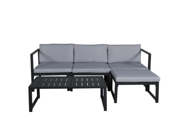 Imagine Salvador sofa set - BLACK Alu / Grey Cushions. 2 corners+ 1 middlepart + 1 ottom