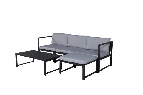 Imagine Salvador sofa set - BLACK Alu / Grey Cushions. 2 corners+ 1 middlepart + 1 ottom