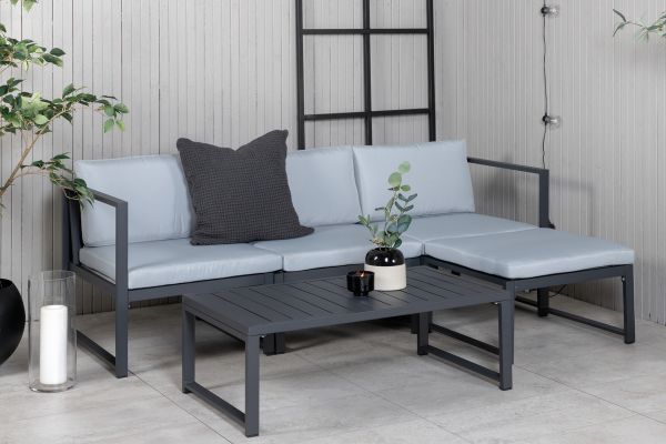 Imagine Salvador sofa set - BLACK Alu / Grey Cushions. 2 corners+ 1 middlepart + 1 ottom