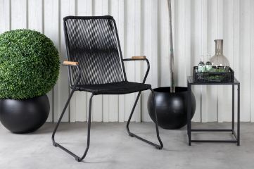 Imagine Bois Armchair 2-pack - Black Alu / Black Rope / Acacia