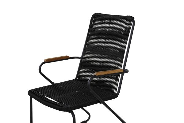 Imagine Bois Armchair 2-pack - Black Alu / Black Rope / Acacia