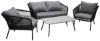 Imagine Lindos Sofa Set - Black Alu / Black Rope / Grey Cushions