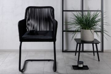 Imagine Lindos Swing Chair - Black Steel / Black Rope / Grey Cushion