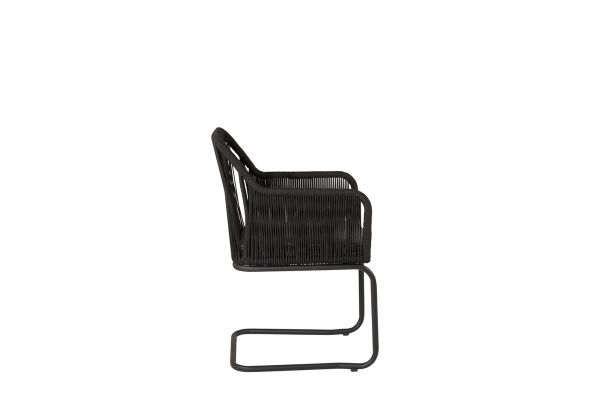 Imagine Lindos Swing Chair - Black Steel / Black Rope / Grey Cushion