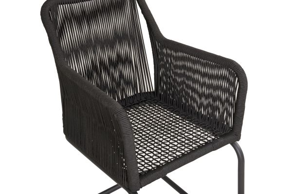 Imagine Lindos Swing Chair - Black Steel / Black Rope / Grey Cushion