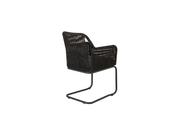 Imagine Lindos Swing Chair - Black Steel / Black Rope / Grey Cushion