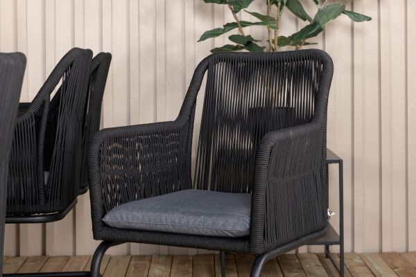 Imagine Lindos Swing Chair - Black Steel / Black Rope / Grey Cushion