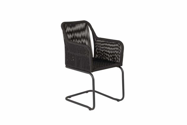 Imagine Lindos Swing Chair - Black Steel / Black Rope / Grey Cushion