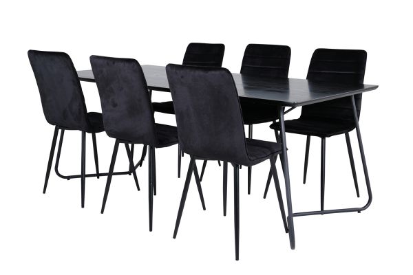 Imagine Petra Dining Table - Black / Black Veneer+Windu Lyx Chair - Black / Black Velvet_6