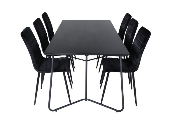 Imagine Petra Dining Table - Black / Black Veneer+Windu Lyx Chair - Black / Black Velvet_6