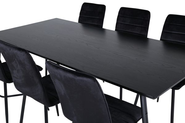 Imagine Petra Dining Table - Black / Black Veneer+Windu Lyx Chair - Black / Black Velvet_6