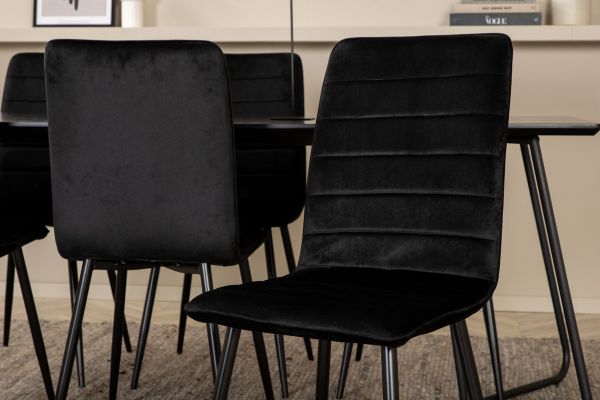 Imagine Petra Dining Table - Black / Black Veneer+Windu Lyx Chair - Black / Black Velvet_6