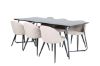 Imagine Petra Dining Table - Black / Black Veneer+Velvet Stitches Chair - Black / Beige Fabric (Polyester linen )_6