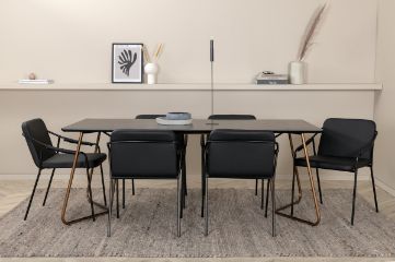 Imagine Petra Dining Table - Distressed Copper / Black Veneer+Tvist Chair - Black / Black PU_6