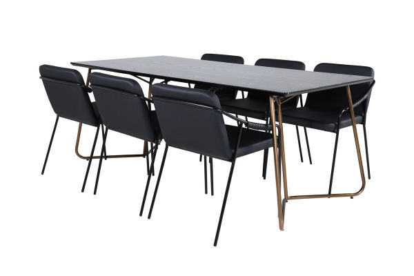 Imagine Petra Dining Table - Distressed Copper / Black Veneer+Tvist Chair - Black / Black PU_6