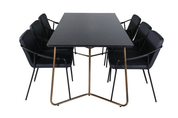 Imagine Petra Dining Table - Distressed Copper / Black Veneer+Tvist Chair - Black / Black PU_6