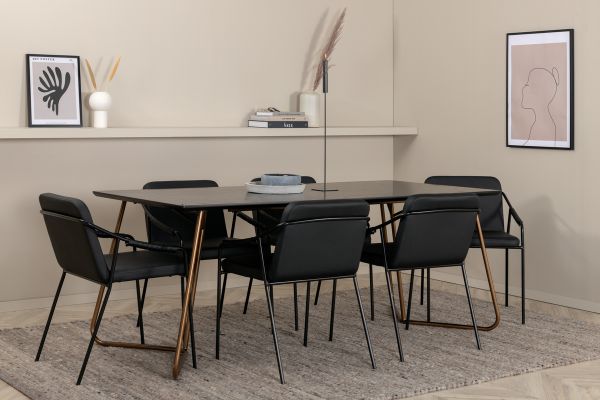 Imagine Petra Dining Table - Distressed Copper / Black Veneer+Tvist Chair - Black / Black PU_6