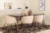 Imagine Petra Dining Table , Distressed Copper Black Veneer+Berit Chair , Black Beige Fabric (Polyester linen )_6