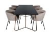 Imagine Petra Dining Table , Distressed Copper Black Veneer+Berit Chair , Black Beige Fabric (Polyester linen )_6