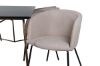 Imagine Petra Dining Table , Distressed Copper Black Veneer+Berit Chair , Black Beige Fabric (Polyester linen )_6