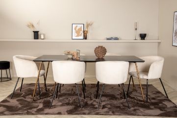 Imagine Petra Dining Table , Distressed Copper Black Veneer+Berit Chair , Black Beige Velvet_6