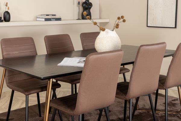 Imagine Petra Dining Table , Distressed Copper Black Veneer+Windu Lyx Chair , Black Brown Micro Fibre_6