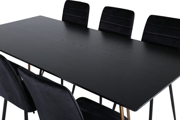 Imagine Petra Dining Table , Distressed Copper Black Veneer+Windu Lyx Chair , Black Black Velvet_6