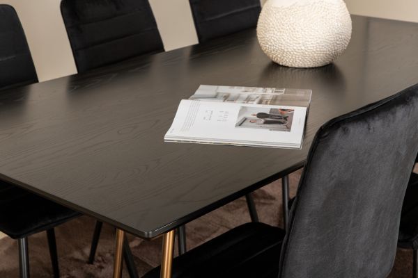 Imagine Petra Dining Table , Distressed Copper Black Veneer+Windu Lyx Chair , Black Black Velvet_6