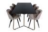 Imagine Petra Dining Table , Distressed Copper Black Veneer+Velvet Stitches Chair , Black Beige Fabric (Polyester linen )_6