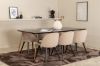 Imagine Petra Dining Table , Distressed Copper Black Veneer+Velvet Stitches Chair , Black Beige Fabric (Polyester linen )_6