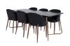 Imagine Petra Dining Table , Distressed Copper Black Veneer+Arch Dining Chair , Walnut Legs , Black Fabric_6