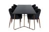 Imagine Petra Dining Table , Distressed Copper Black Veneer+Arch Dining Chair , Walnut Legs , Black Fabric_6