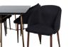 Imagine Petra Dining Table , Distressed Copper Black Veneer+Arch Dining Chair , Walnut Legs , Black Fabric_6