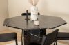 Imagine Marbs Round Dining Table - Black / Black Glass Marble+Kenth Chair - Black / Black PU_4