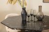 Imagine Marbs Round Dining Table - Black / Black Glass Marble+Velvet Stitches Chair - Black / Beige Velvet_4