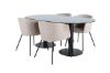 Imagine Pillan Oval Dining Table , Black Black Glass Marble+Berit Chair , Black Beige Fabric (Polyester linen )_4