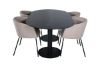 Imagine Pillan Oval Dining Table , Black Black Glass Marble+Berit Chair , Black Beige Fabric (Polyester linen )_4