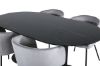 Imagine Pillan Oval Dining Table , Black Black Glass Marble+Berit Chair , Black Light Grey Velvet_4