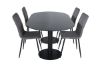 Imagine Pillan Oval Dining Table , Black Black Glass Marble+Windu Lyx Chair , Black Grey Micro Fibre_4