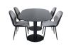 Imagine Pillan Oval Dining Table , Black Black Glass Marble+Emma Chair , Black Black and Light Grey Black Velvet in Back Grey Velvet in front_4