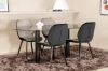 Imagine Pillan Oval Dining Table , Black Black Glass Marble+Emma Chair , Black Black and Light Grey Black Velvet in Back Grey Velvet in front_4