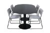 Imagine Pillan Oval Dining Table , Black Black Glass Marble+Kenth Chair , Black Light Grey Velvet_4