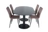 Imagine Pillan Oval Dining Table , Black Black Glass Marble+Windu Lyx Chair , Black Brown Micro Fibre_4