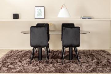 Imagine Pillan Oval Dining Table - Black / Black Glass Marble+Windu Lyx Chair - Black / Black Velvet_4