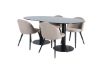 Imagine Pillan Oval Dining Table - Black / Black Glass Marble+Velvet Stitches Chair - Black / Beige Fabric (Polyester linen )_4