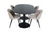 Imagine Pillan Oval Dining Table - Black / Black Glass Marble+Velvet Stitches Chair - Black / Beige Fabric (Polyester linen )_4